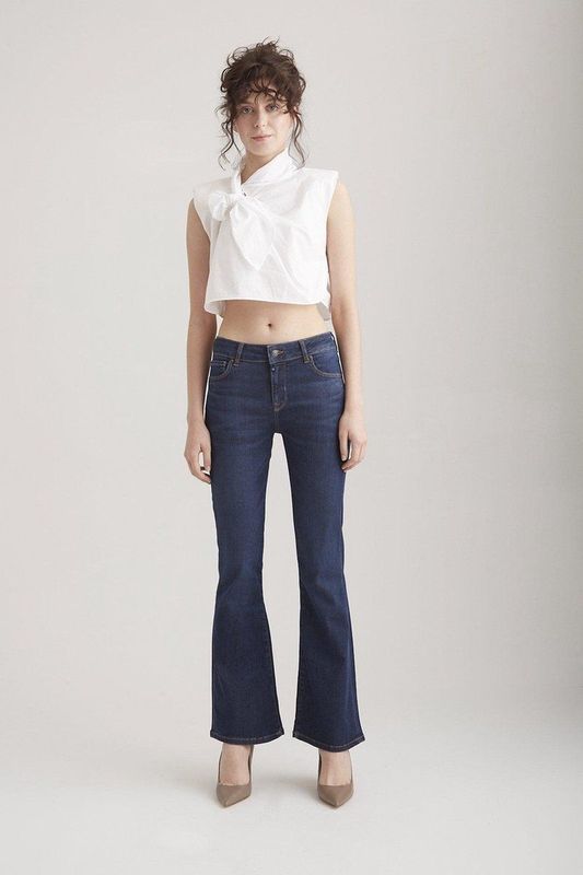 COJ - Laura - Dames Flare Jeans - Dark Blue Vintage