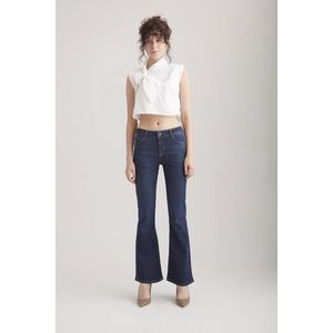 COJ - Laura - Dames Flare Jeans - Dark Blue Vintage