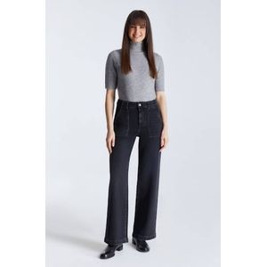 Cup of Joe - Denim High Wide Leg Jeans - Zwart - Denim