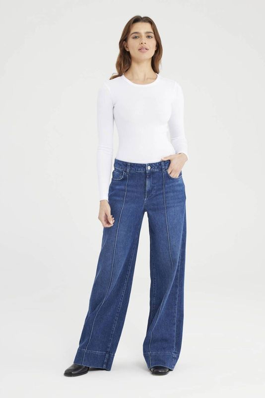 Cup of Joe Denim - Wide Leg Jeans - Donkerblauw - Regular Waist
