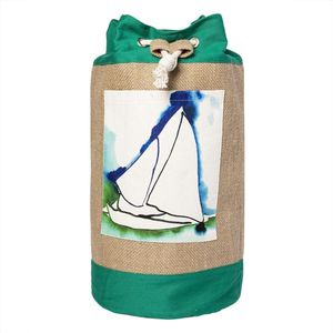 Anemoss Sailboat Plunjezak Jute Tas - Strandtas Riet - Strandtassen Dames