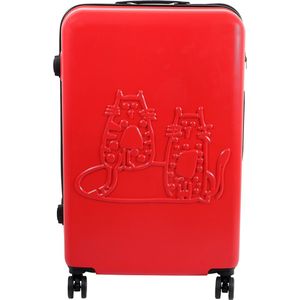 Biggdesign Cats Koffer Bagage - Ruimbagage Koffer met Wielen - Rood - Medium
