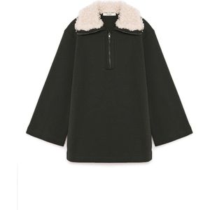 Touche Prive - Sweatshirt - Crème - Effen - Halve Rits