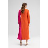 Jurk - 7/8 Lengte - Ronde Hals - Lange Mouw - Gevoerde Zoom/Rand - Color-Blocking