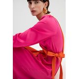 Jurk - 7/8 Lengte - Ronde Hals - Lange Mouw - Gevoerde Zoom/Rand - Color-Blocking