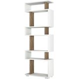 Stijlvolle Boekenkast - Walnoot & Wit Design - 60x165x19,5cm - Duurzaam Melamine Materiaal