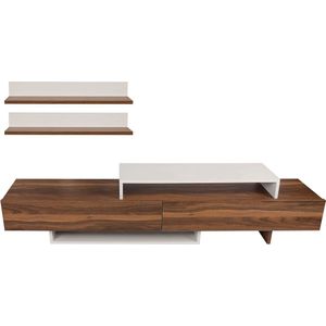 Arabic House Tv-Meubel Nirvana Melamine Teak Wit - Melamine/Spaanplaat - 41,7x180cm