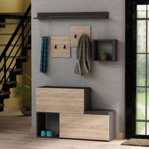 Meubilair - Halkast Antraciet Eik Melamine Gecoate Deeltjesbord - Afmetingen 120x40x78cm - Ideaal voor Halopslag
