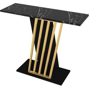 Vente-unique Consoletafel - Zwart marmereffect en goud - ORSONA L 90 cm x H 76.8 cm x D 29.6 cm