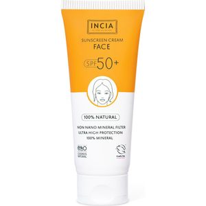 Incia - 100% Natuurlijke - SPF 50 - Zonnebrandcrème - voor het Gezicht - Parfumvrij - Vegan - 50 ml