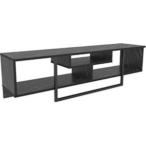 DECOROTIKA Asal 150 cm breed tv-meubel met open opbergplanken voor woonkamer, slaapkamer, metalen frame tv-standaard - voor tv's tot 65 inch - zwart