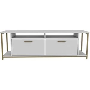 Decorotika - Omar 160 cm brede tv-standaard en mediaconsole voor tv's tot 72"" met kleurenopties (wit/goud)