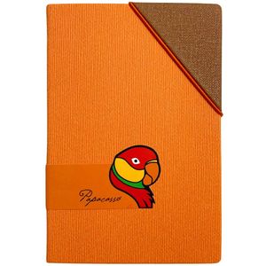 Macaw Schetsboek A5 - Premium Zuurvrij Papier - Lederen Hardcover - Elastiek - Opbergvak - 256 Blanco Pagina's - Oranje - Onbeperkte Creativiteit