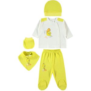 Tweety happy day 5-delige newborn kledingset met handgemaakte speenkoord - Meisjes - Baby - Newborn set - Babykleding - Babyshower cadeau - Kraamcadeau