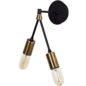 Homemania Wandlamp Duos, wandlamp, koper, zwart van metaal, 17 x 17 x 35 cm, 2 x E27, max. 100 W