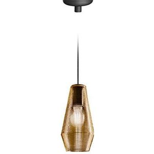 Homemania Hanglamp olijf, zwart, honing van glas, 13 x 13 x 27,4 cm, 1 x E27, max. 57 W, 1050 lm, 2700 K, 220-240 V