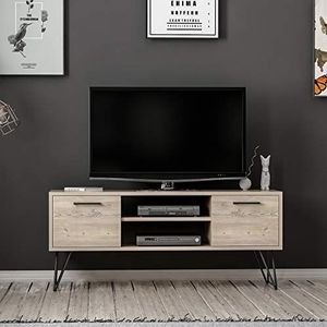 Homemania TV-kast, melamine spaanplaat, metaal, hout, zwart