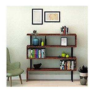 Homemania Sirio Boekenkast, met planken, voor woonkamer, slaapkamer, kantoor, walnoot, zwart, 145 x 34 x 120 cm