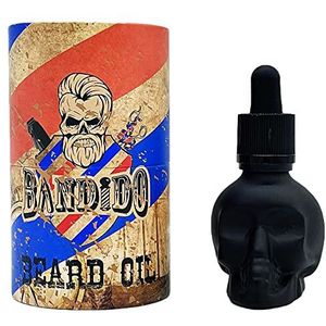 Bandido Barbershop Beard Oil Baardolie 40 ml voor de dagelijkse baardverzorging van 3 dagen met volledige baard, hoogwaardige olie voor mannen, zwart, doodshoofd, baardolie voor