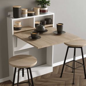 Opklapbare Eettafel - Stijlvol Eiken Design - Ruimtebesparend 70x90x15cm - Duurzaam Melamine Materiaal