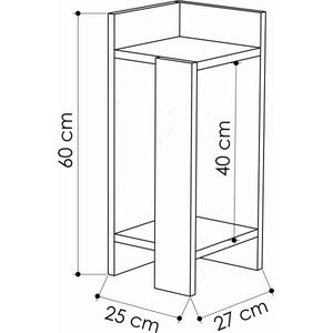 Nachtkastje Links - Stijlvol Antraciet & Eiken Design - 25x60x27cm - Duurzaam Melamine Materiaal