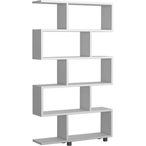 Boekenkast - Stijlvol Wit met Zwarte Pootjes - Ruime Afmetingen 90x156x20cm - Duurzaam Melamine Materiaal