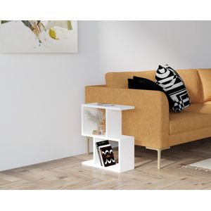 HOMELEN Koffietafel wit bijzettafel met opbergruimte en deur