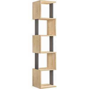 Boekenkast - Antraciet & Eiken - 35x161x30 cm - Boekenrek hout - Open Kast