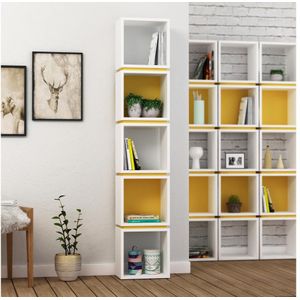 Boekenkast MULTI 167x32 cm wit/geel