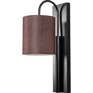 Opviq Wandlamp | Metalen Behuizing | Stoffen Kap | 42 cm Hoogte | Zwart Bruin