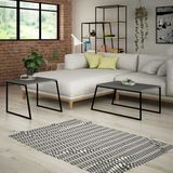Woody Fashion Salontafelset | Melamine coating | 100% metalen frame | Antraciet Zwart