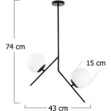 Opviq Hanglamp Dolunay 144-AV zwart twee glazen kap