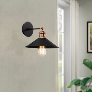 Opviq Wandlamp Berceste N-663, zwart/koper, ijzer, Ø 24 cm