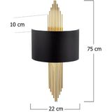 Opviq - Wandlamp 616-A - Zwart - Goud - Moderne Wandverlichting