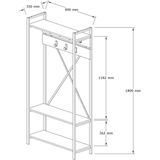 Gang Wandkast ALFA 180x90 cm wit/zwart