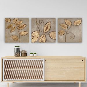 Remy - Decoratief Canvas Schilderij - Houten Lijst - 30 x 90 cm - 3 Stuks