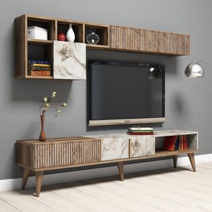 Emob- TV Meubel Tv-meubel Melania-walnoot/marmerdecor - 180cm - Bruin