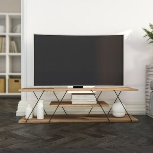 TV Meubel - Stijlvol Zwart & Walnoot Design - 120x33x30cm - Duurzaam Melamine Materiaal