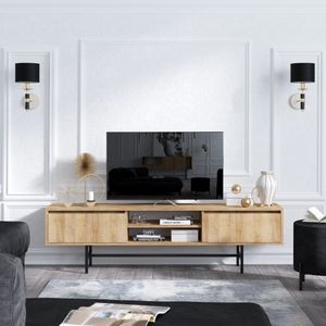 TV-meubel Elegance | 100% Melamine | Metalen Poten | Eiken Zwart