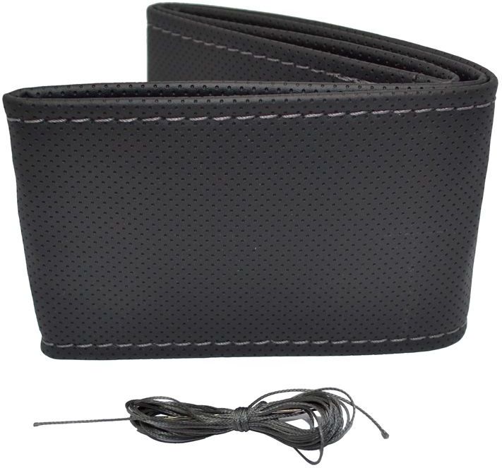 Otom - Classic - Stuurwielhoes - Zwart Geperforeerd PVC Leder - Grijs Stiksel