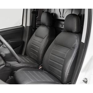 Pasvorm stoelhoezen set (stoel en stoel) Fiat Doblo 2010 t/m 2022 / Opel Combo 2012 t/m 2018 - Kunst leer zwart