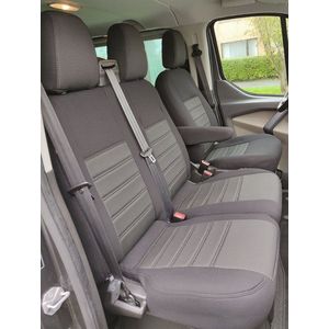 Pasvorm stoelhoezen set (stoel en duobank) Ford Transit Custom 2012 t/m heden - Stof zwart