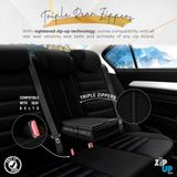 Universele Stoelhoezenset - Zwart/Blauw - Suede/Leder/Stof - 11-delig