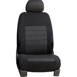 Pasvorm stoelhoezen set (stoel en stoel) Renault Express / Nissan Townstar 2021-heden - Stof zwart