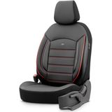 Universele Stoelhoezen - Zwart met Rode Rand - 11-Delig - Leer