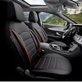 Universele Stoelhoezen - Zwart met Rode Rand - 11-Delig - Leer