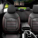 Universele Stoelhoezen - Zwart met Rode Rand - 11-Delig - Leer