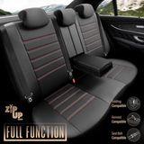 Universele Stoelhoezen - Zwart met Rode Rand - 11-Delig - Leer