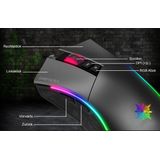 Inca - RGB 7D Macro Gaming Muis - Grijs - Zwart - Bedraad