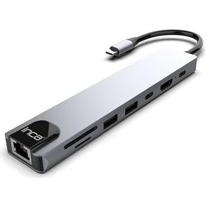 INCA ITPC-7T Type-C Hub X8 Combo Converter + Converter + Multiplex Aluminium Behuizing